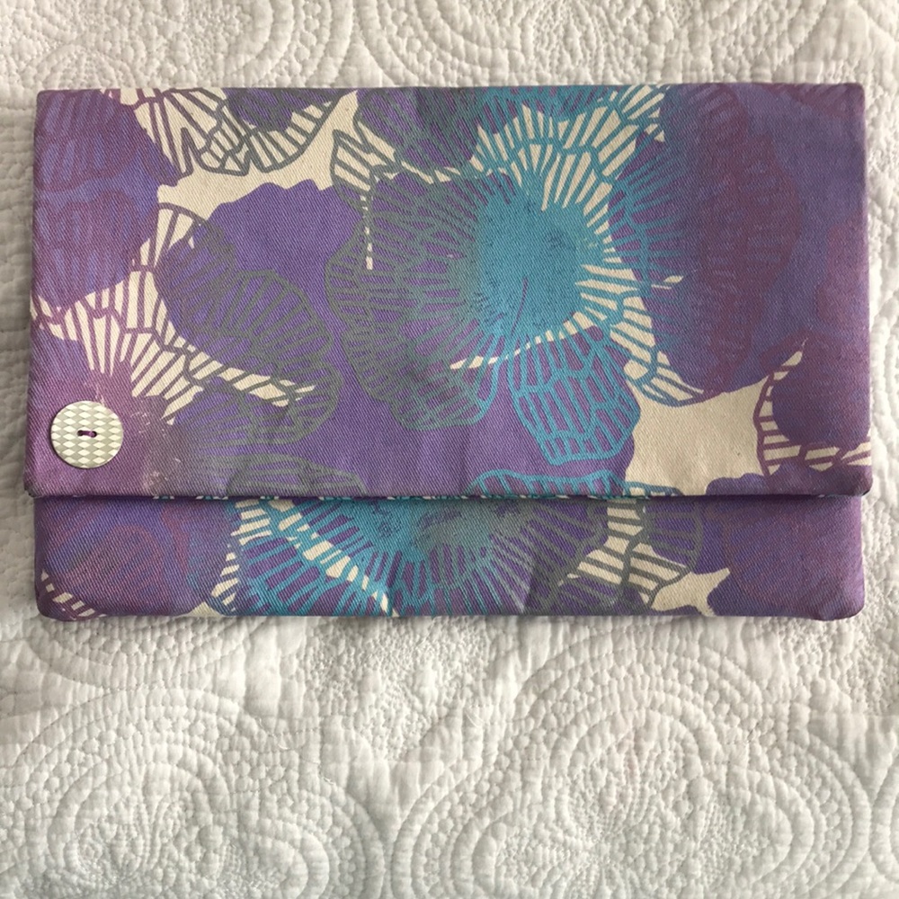 Jana Lam clutch Tropical Purples and Blues